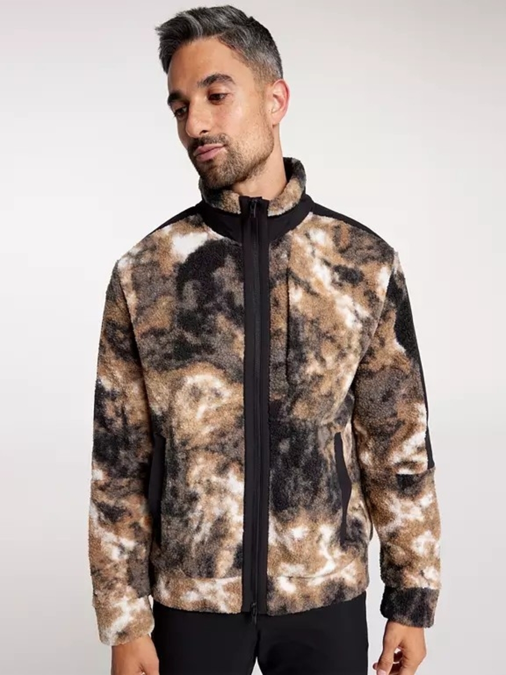 VRST Men's Camouflage Fleece Zip Jacket - Brown/Black